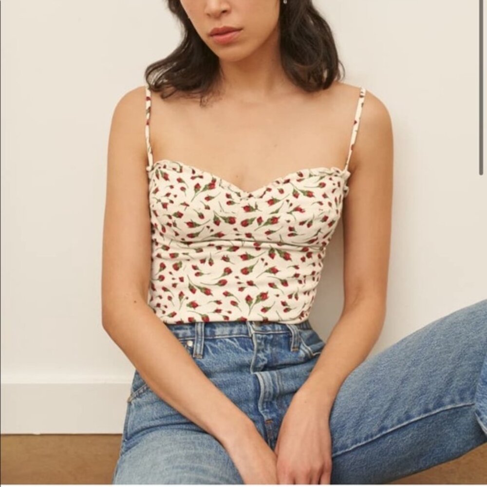 Reformation Finch Cami Top in Floral Rose Print